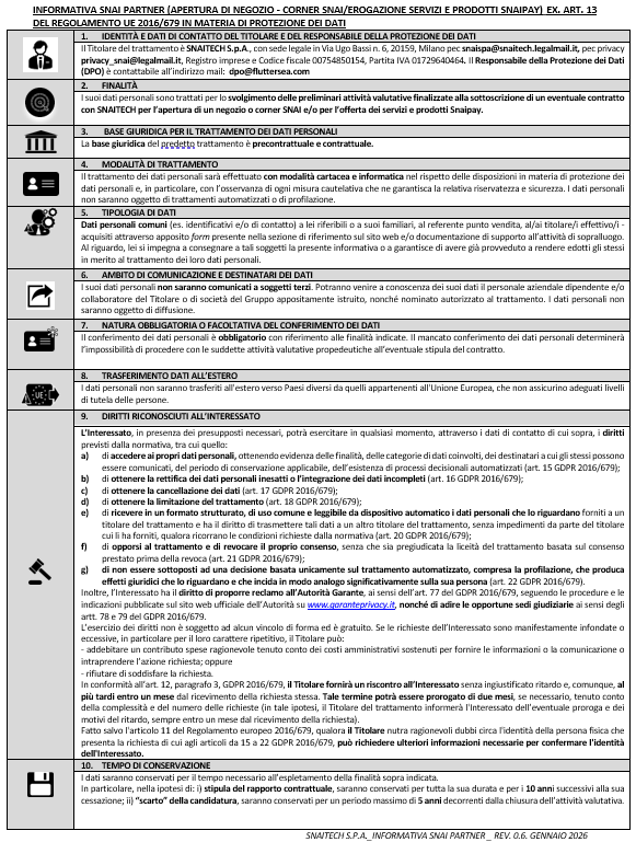 Informativa Partner Snaitech