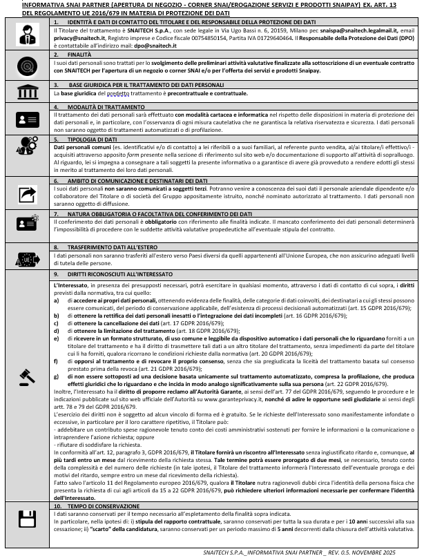 Informativa Partner Snaitech
